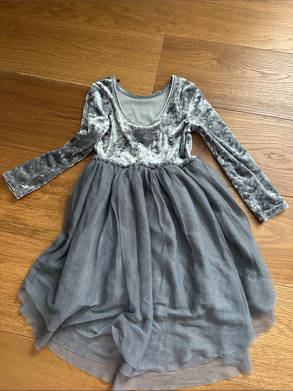 Cat & Jack Silver Gray Velvet Bodice Tulle Party Dress